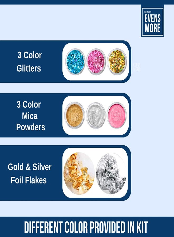EVENS MORE DIY Resin Earring & Coaster Making Kit - 200g Crystal Clear Resin Set with Silicone Molds, Glitter, Foil, Mica Powder & Jewelry Accessories - Image 4